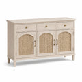 Buffet en bois clair avec panneaux en rotin 150x40x85cm