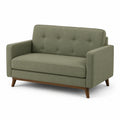Canapé 2 places en tissu polyester vert et bois