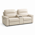 Canapé 2 places en cuir synthétique beige avec porte-gobelets