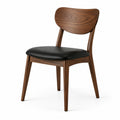 Chaise en bois de noyer avec assise en cuir PU noir