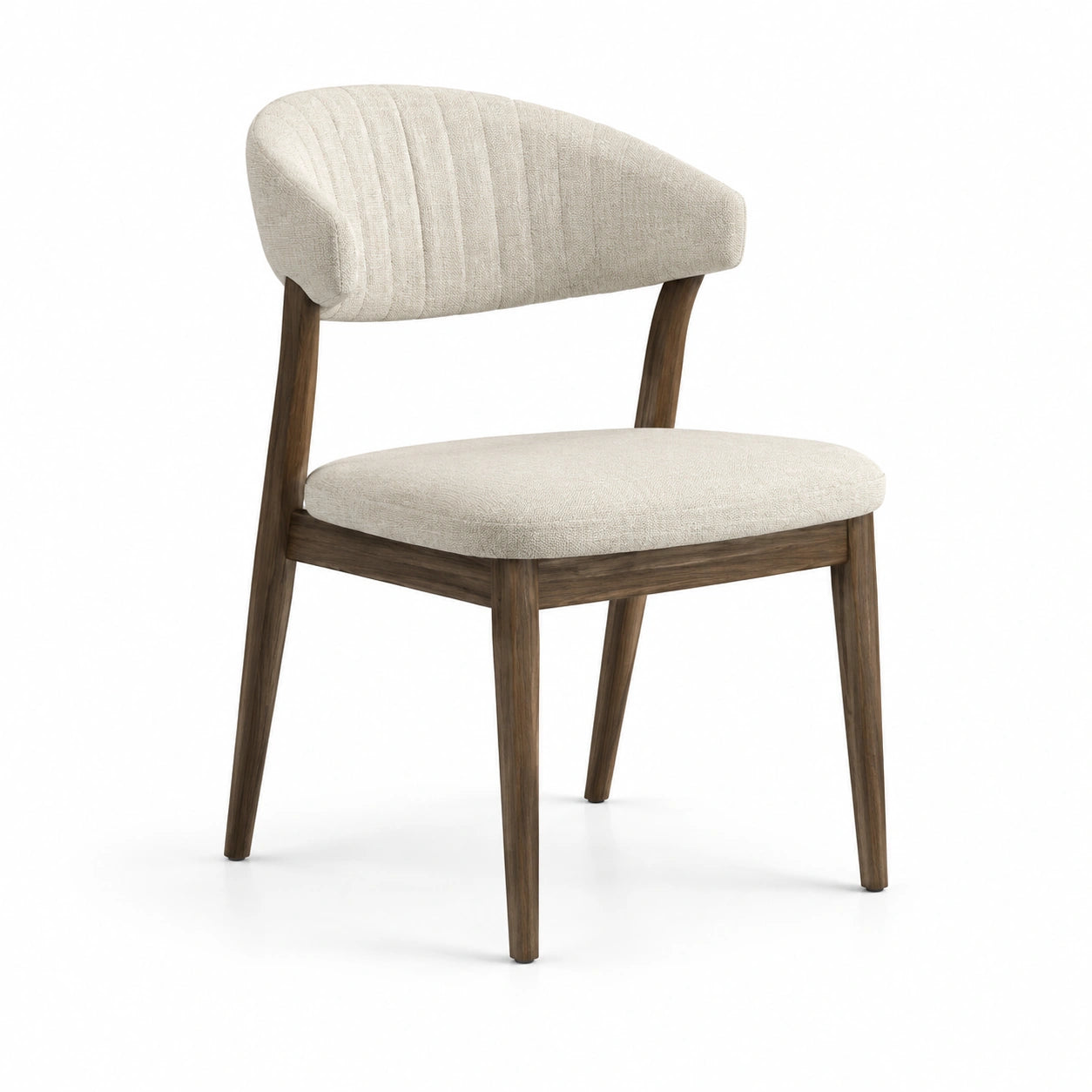Chaise en bois avec assise en tissu beige