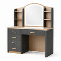 Coiffeuse en bois avec miroir et étagères chêne/noir