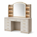 Coiffeuse en bois avec miroir LED et étagères intégrées