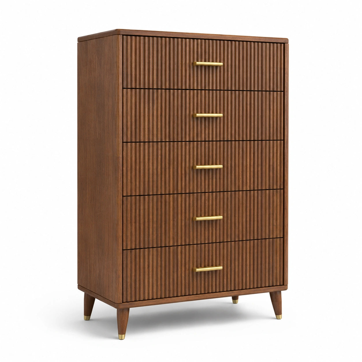 Commode en bois massif avec poignées métalliques dorées