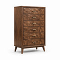Commode haute en bois avec 6 tiroirs en noyer
