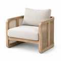 Fauteuil en bois avec tissu polyester beige