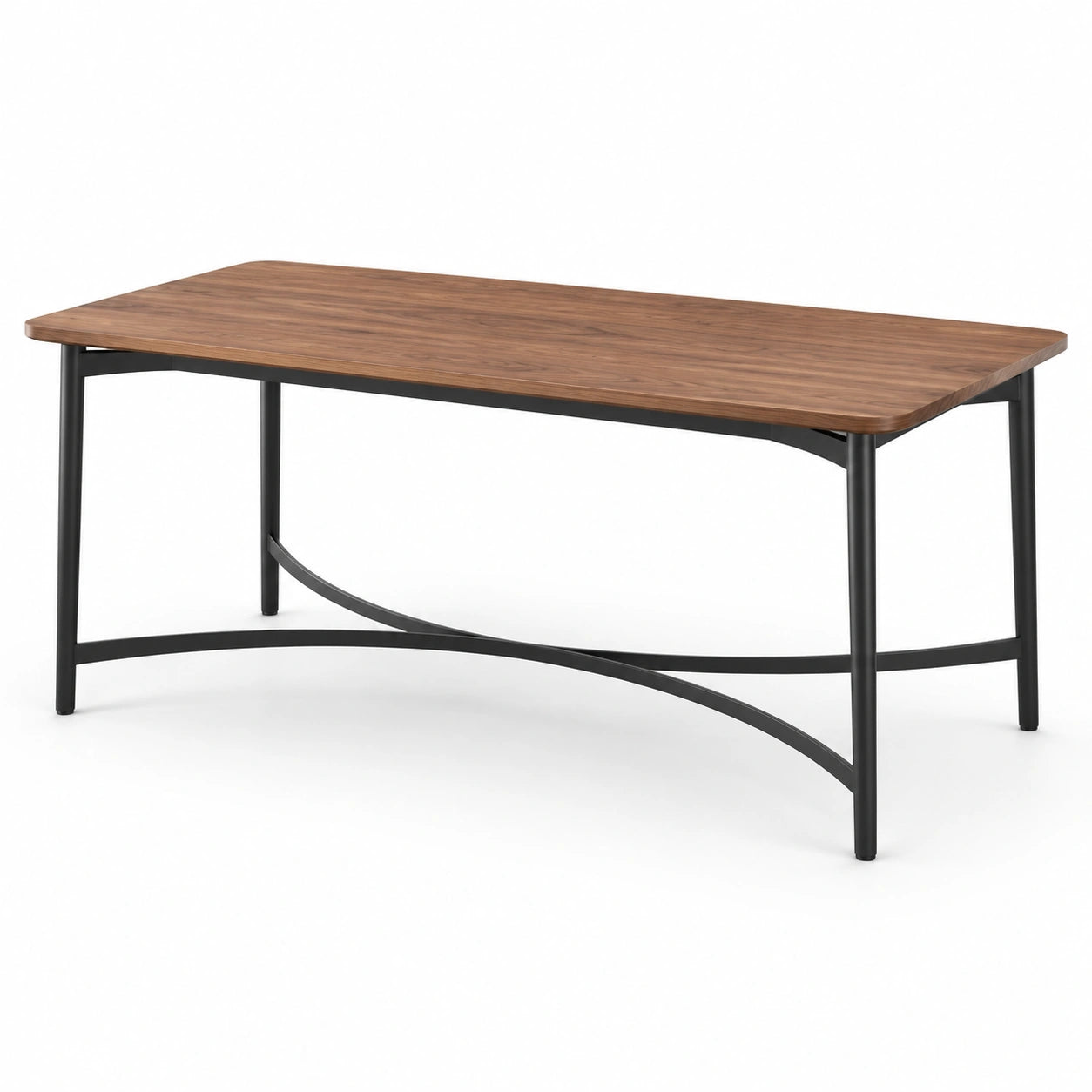 Table à manger bois de noyer et métal noir 160x90x75 cm