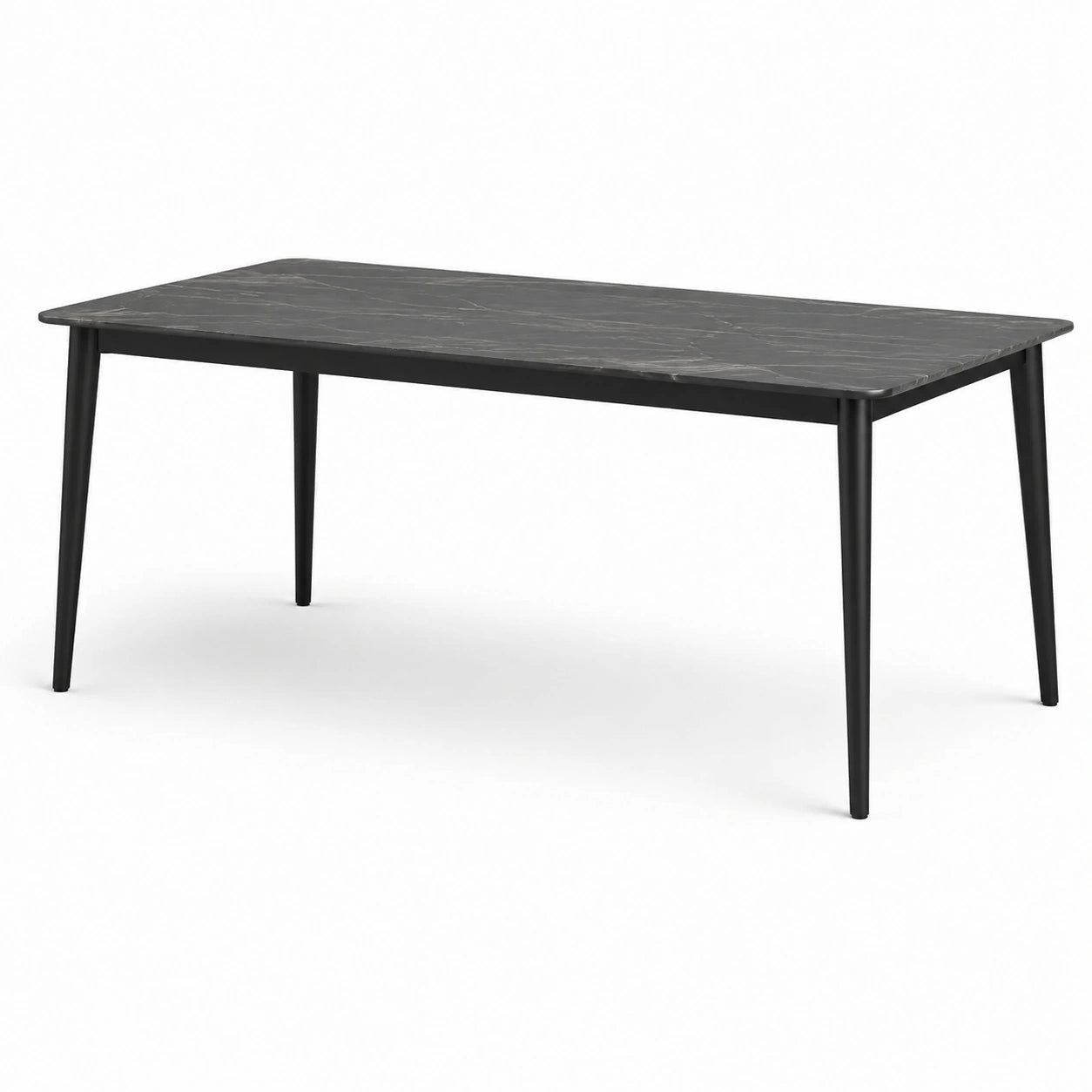 Table à manger en marbre et métal noir 180x90x75 cm